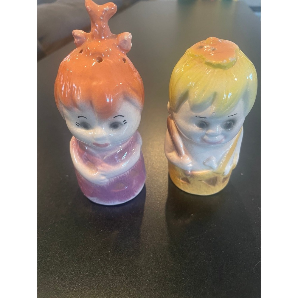 Vintage 1960's Hanna Barbera RARE Flinstones Pebbles &BamBam Salt/Pepper Shakers